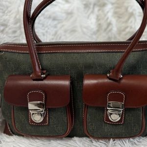 Vintage Dooney & Bourke Medium Double Pocket Monogram Satchel Doctor Bag